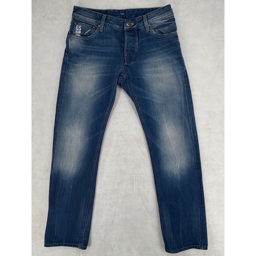 G-Star RAW Attacc Low Straight Jeans Men 32 Zipper Pockets Button Fly